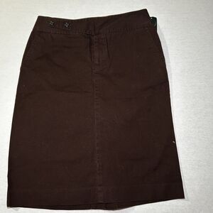 NWT Lauren Ralph Lauren chocolate brown cotton midi skirt, Size 4